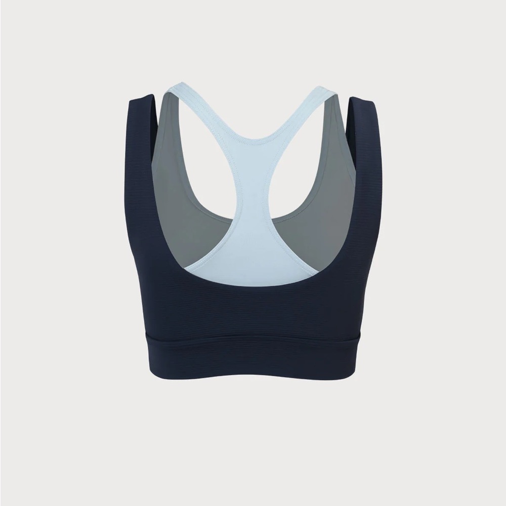 Berlook Activewear Navy Contrast U-shape Tank Top--Light Support - Picture 6 of 8